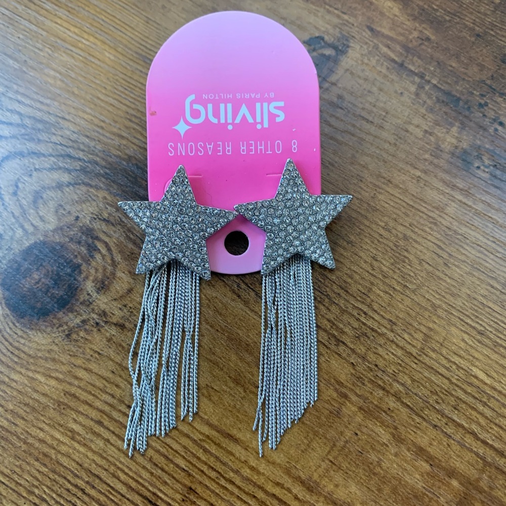 Paris Hilton Silver Star Dangle Earrings